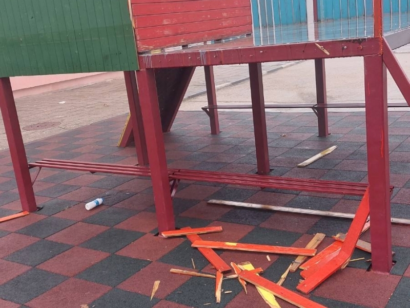 Открити са извършителите на вандалската проява върху детската площадка в двора на СУ „Димитър Благоев“ на 23.12.2021 г. 